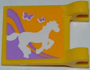 Flag 2 x 2 Square with Horse and 2 Butterflies Pattern (Sticker) - Set 3189