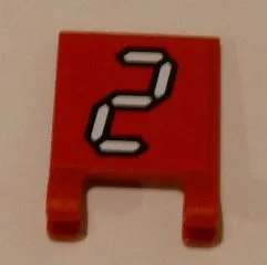 Flag 2 x 2 Square with White Number 2 with Black Outline on Red Background Pattern (Sticker) - Set 3569