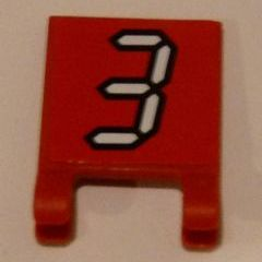 Flag 2 x 2 Square with White Number 3 with Black Outline on Red Background Pattern (Sticker) - Set 3569