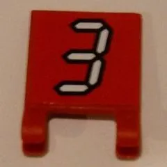 Flag 2 x 2 Square with White Number 3 with Black Outline on Red Background Pattern (Sticker) - Set 3569