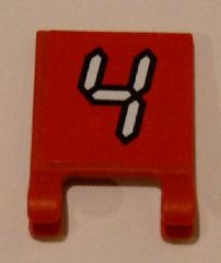 Flag 2 x 2 Square with White Number 4 with Black Outline on Red Background Pattern (Sticker) - Set 3569