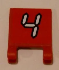 Flag 2 x 2 Square with White Number 4 with Black Outline on Red Background Pattern (Sticker) - Set 3569