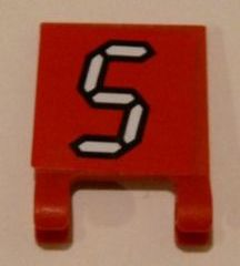 Flag 2 x 2 Square with White Number 5 with Black Outline on Red Background Pattern (Sticker) - Set 3569