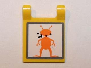 Flag 2 x 2 Square with Orange Alien and Bullet Holes Pattern (Sticker) - Set 5985