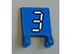 Flag 2 x 2 Square with White Number 3 with Black Outline on Blue Background Pattern (Sticker) - Set 3569