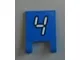 Flag 2 x 2 Square with White Number 4 with Black Outline on Blue Background Pattern (Sticker) - Set 3569