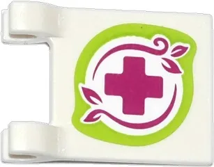 Flag 2 x 2 Square with Magenta Cross and Leaves in Lime Border Pattern on Both Sides (Stickers) - Set 41036