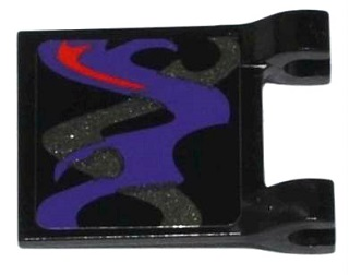 Flag 2 x 2 Square with Dark Purple, Dark Silver, and Red Swirls Pattern on Both Sides Middle (Stickers) - Set 70728