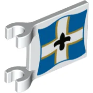 Flag 2 x 2 Square with Imperial Soldier Black Symbol over White Cross on Blue Background with Yellow Border Pattern