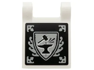 Flag 2 x 2 Square with Black and Light Bluish Gray Blacksmith Hammer and Anvil Pattern on Both Sides (Stickers) - Set 70751