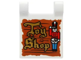 Flag 2 x 2 Square with Gold 'Toy Shop' and Nutcracker Drummer on Wood Background Pattern