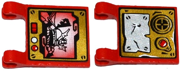 Flag 2 x 2 Square with Screen / Damaged Metal Plate, Red Light and Speaker Pattern (Stickers) - Set 70737