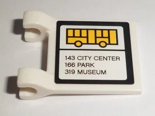 Flag 2 x 2 Square with Yellow Bus and '143 CITY CENTER', '166 PARK' and '319 MUSEUM' Route Pattern on Both Sides (Stickers) - Set 60097