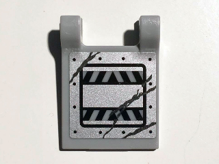 Flag 2 x 2 Square with Black and Light Bluish Gray Danger Stripes and Scratches Pattern Model Left Side (Sticker) - Set 70726