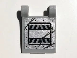 Flag 2 x 2 Square with Black and Light Bluish Gray Danger Stripes and Scratches Pattern Model Left Side (Sticker) - Set 70726