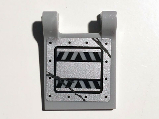 Flag 2 x 2 Square with Black and Light Bluish Gray Danger Stripes and Scratches Pattern Model Right Side (Sticker) - Set 70726