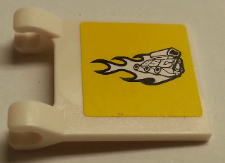 Flag 2 x 2 Square with Engine, Flames and 'BSC' on Yellow Background Pattern on Both Sides (Stickers) - Set 8154