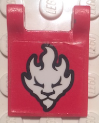 Flag 2 x 2 Square with White Lion's Head Symbol (Kai) on Red Background Pattern (Sticker) - Set 70756