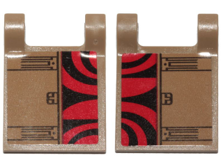 Flag 2 x 2 Square with Black Curved Stripes on Red Background and Hull Plates Pattern on Both Sides (Stickers) - Set 75215