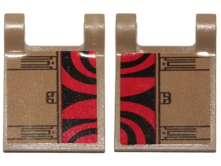 Flag 2 x 2 Square with Black Curved Stripes on Red Background and Hull Plates Pattern on Both Sides (Stickers) - Set 75215