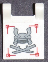 Flag 2 x 2 Square with Samurai Helmet and Crossed Swords Pattern (Sticker) - Set 70596