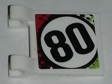 Flag 2 x 2 Square with Number 80 in Red, Black and Lime Pattern on Both Sides (Stickers) - Set 42065