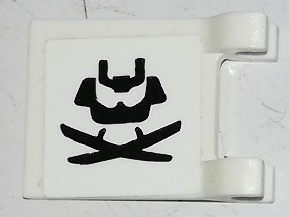 Flag 2 x 2 Square with Visor Chin Guard and Two Katanas Pattern on Both Sides (Stickers) - Set 70665