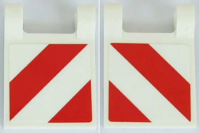 Flag 2 x 2 Square with Red and White Diagonal Stripes Pattern on Both Sides (Stickers) - Set 42054