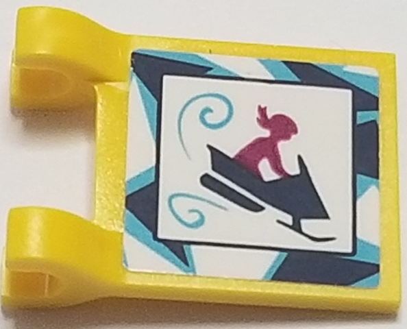 Flag 2 x 2 Square with Girl on Snowmobile Pattern (Sticker) - Set 41323