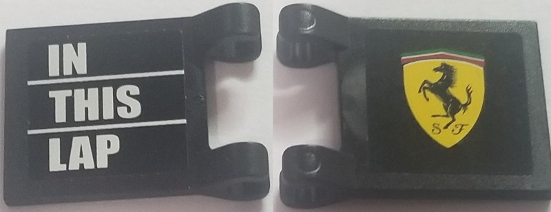 Flag 2 x 2 Square with Ferrari Logo, 'SF' and 'IN THIS LAP' on White Lines Pattern (Stickers) - Set 8185