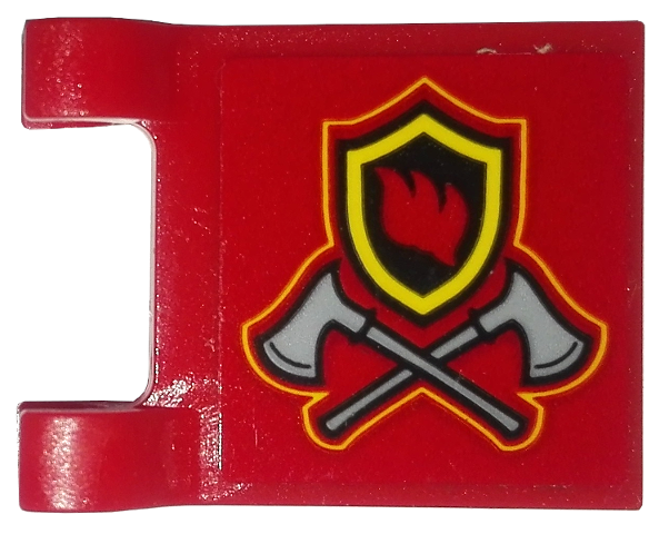 Flag 2 x 2 Square with Fire Badge and Axes Pattern on Both Sides (Stickers) - Set 10263