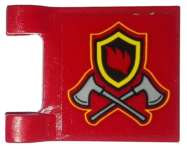 Flag 2 x 2 Square with Fire Badge and Axes Pattern on Both Sides (Stickers) - Set 10263