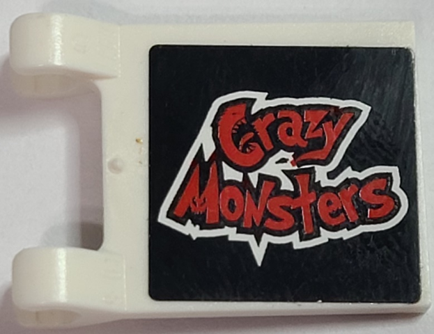 Flag 2 x 2 Square with Red 'Crazy Monsters' on Black Background Pattern on Both Sides (Stickers) - Set 8182