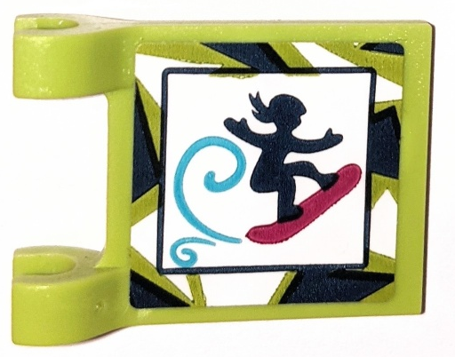 Flag 2 x 2 Square with Girl on Magenta Snowboard Pattern (Sticker) - Set 41321