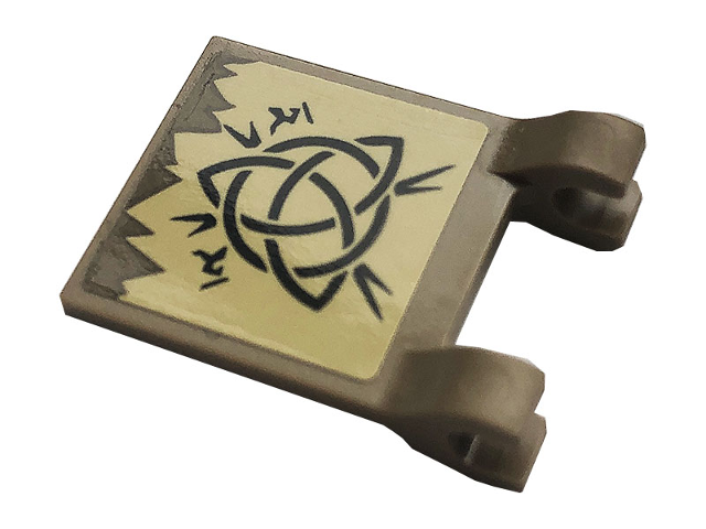 Flag 2 x 2 Square with Black Symbol on Tan Background Pattern on Both Sides (Stickers) - Set 71721