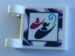 Flag 2 x 2 Square with 2 Girls in Sleighs with Dark Blue and Medium Lavender Border Pattern (Sticker) - Set 41319