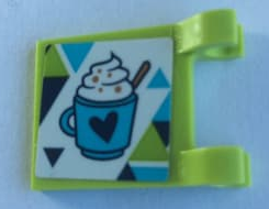Flag 2 x 2 Square with Mug of Hot Chocolate with Heart and Dark Blue, Lime and Medium Azure Triangles Pattern (Sticker) - set 41319