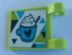 Flag 2 x 2 Square with Mug of Hot Chocolate with Heart and Dark Blue, Lime and Medium Azure Triangles Pattern (Sticker) - set 41319
