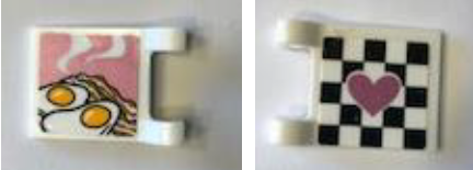 Flag 2 x 2 Square with Medium Lavender Heart on Checkered Background and Fried Eggs and Bacon on Reverse Pattern (Stickers) - Set 41349