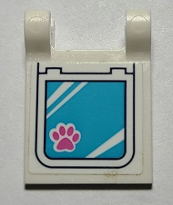 Flag 2 x 2 Square with Pet Door / Flap with Dark Pink Paw Print Pattern (Sticker) - Set 41340