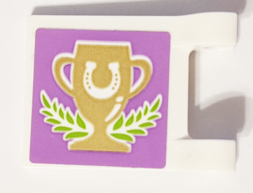 Flag 2 x 2 Square with Horseshoe on Gold Trophy with Laurels Pattern (Sticker) - Set 41126