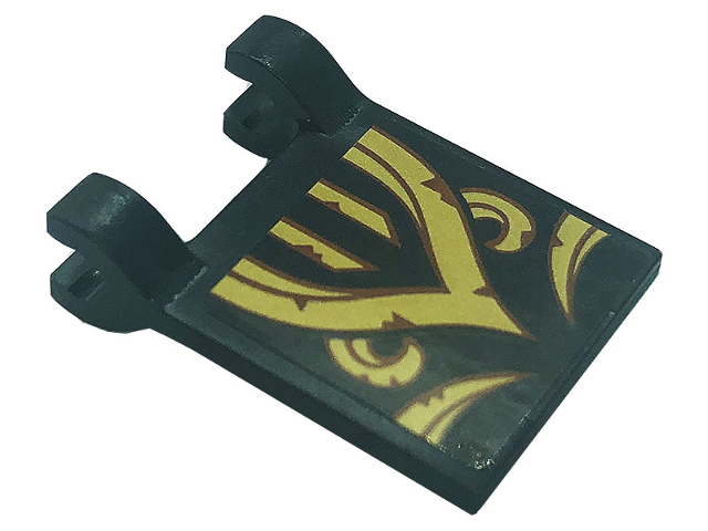 Flag 2 x 2 Square with Gold Scrollwork Symbols and Reddish Brown Rust Pattern (Sticker) - Set 71755