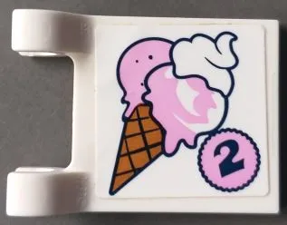 Flag 2 x 2 Square with Ice Cream Cone and Dark Blue Number 2 in Bright Pink Circle Pattern (Sticker) - Set 41389