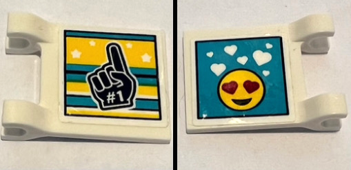 Flag 2 x 2 Square with Black Foam Hand with White '#1' / Yellow Emoji with Heart Eyes on Medium Azure Background Pattern (Stickers) - Set 41372