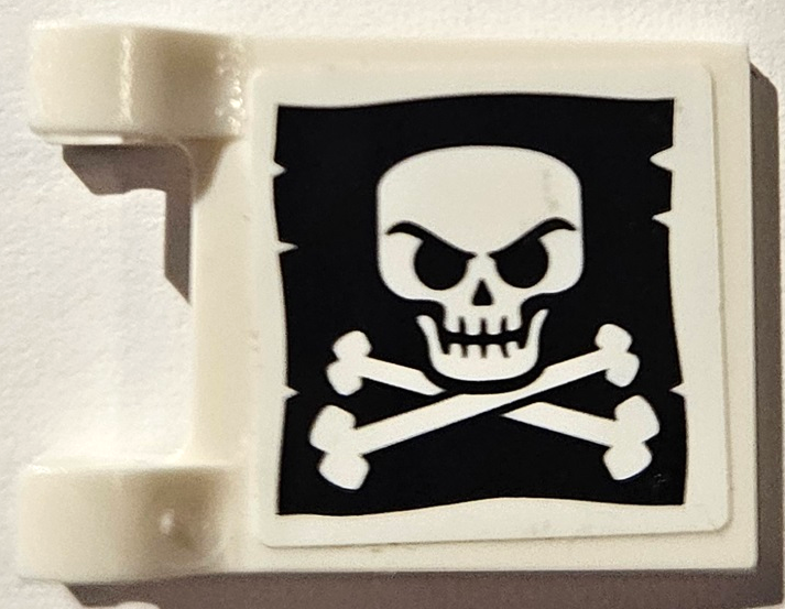 Flag 2 x 2 Square with Evil Skull and Crossbones on Black Background Pattern (Jolly Roger) (Sticker) - Set 40346