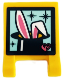 Flag 2 x 2 Square with Screen with Rabbit Ears in Magicians Hat with Heart and Sparkles Pattern (Sticker) - Set 41429