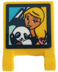 Flag 2 x 2 Square with Screen with Female Character, Baby Panda and Heart Pattern (Sticker) - Set 41429