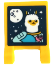 Flag 2 x 2 Square with Screen with Alpaca, Moon and Stars in Space Pattern (Sticker) - Set 41429