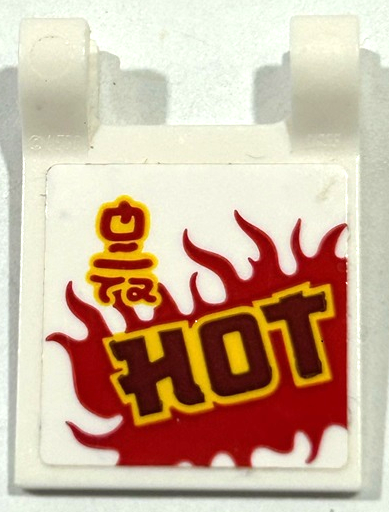 Flag 2 x 2 Square with Red Flames, Dark Red and Yellow 'HOT' and Ninjago Logogram 'HND' Pattern on Both Sides (Stickers) - Set 70656