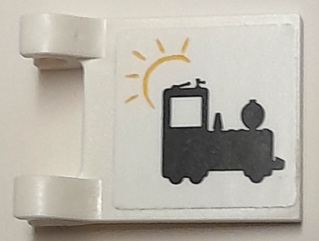Flag 2 x 2 Square with Black Train Locomotive and Yellow Sun Pattern (Sticker) - Set 40166